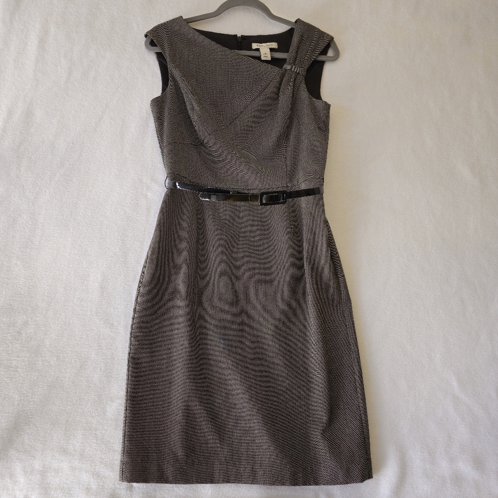 White Housw Black Market Sleeveless Sheath Dress in Charcoal Gray